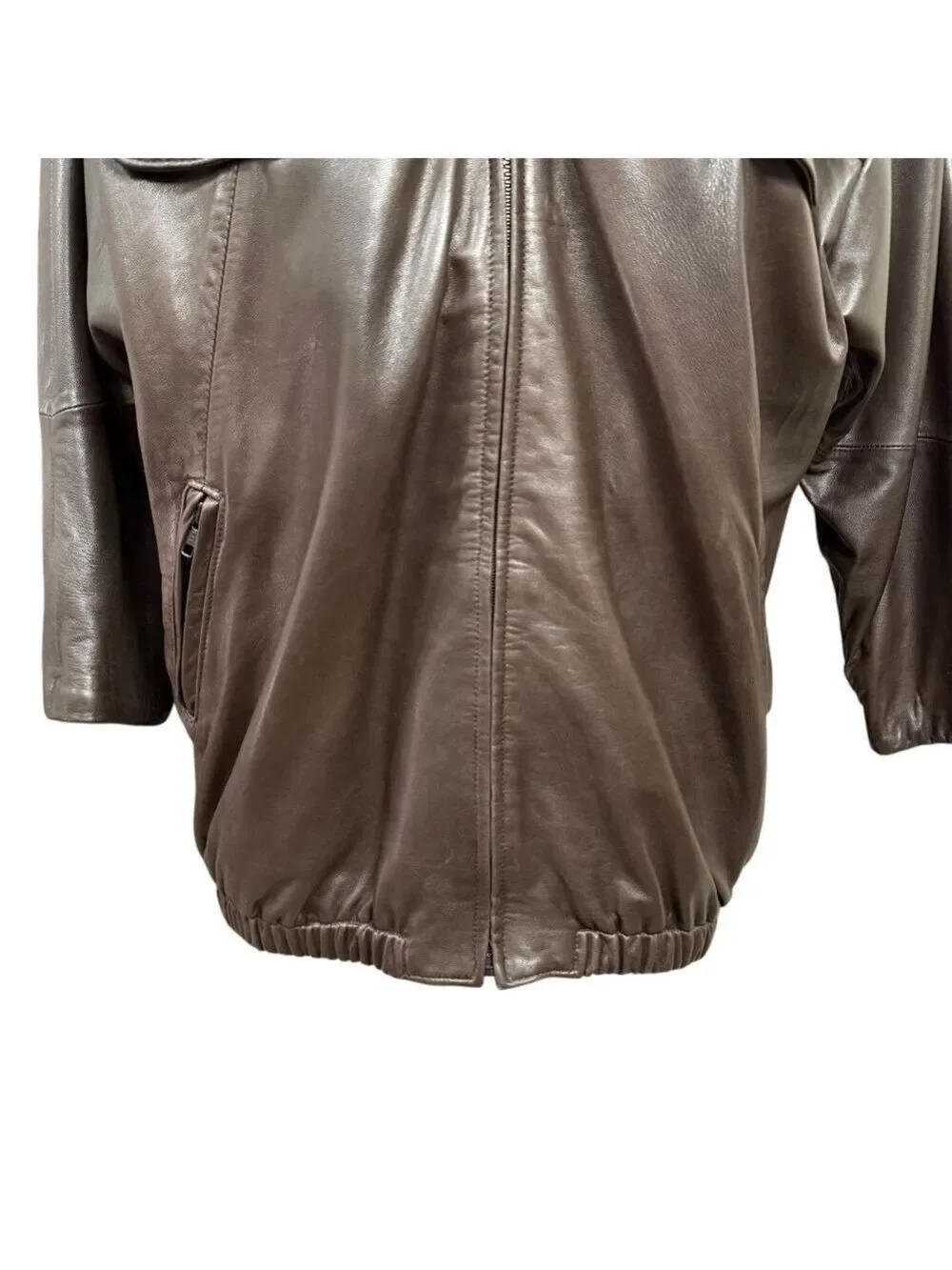 Vintage Positano Pelle Brown Leather Hooded Jacket Women's XL‎ USA Made